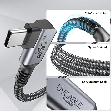 USB C 延長ケーブル 3フィート 5本パック USB Type-C 3.1 エクステンダーコード 100W 10Gbps USB C - USB C オス - メス 直角 ノートパソコン タブレット 携帯電話 Nintendo Switch用