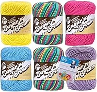 Vista 18 de Lily Sugar'n Cream Paquete de 6 estambres de algodón 100% con marcadores de puntada Bella's Crafts (Blue Mix 2)