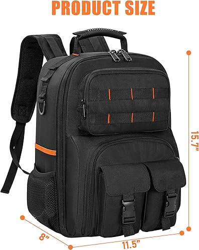 Miniatura 2 de Mochila de herramientas, bolsa de herramientas resistente con hombro acolchado y organizador de herramientas extraíble, mochila de trabajo
