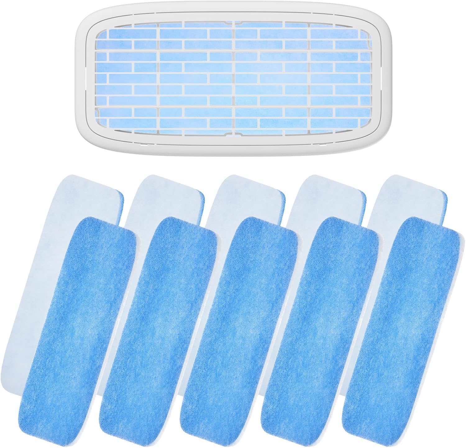 10 Pack RV AC Filters – MERV 6 Replacement for Air Conditioner Vent (12.875” x 5.5”) – Polyester Cotton, Blue & White Design