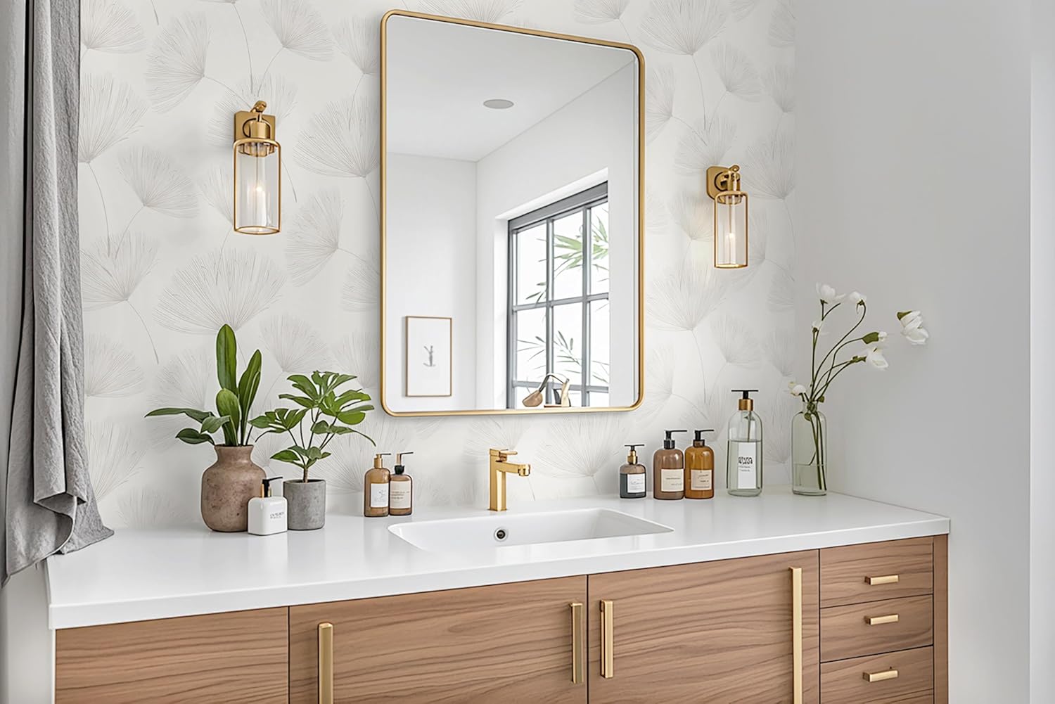 Safiyya Dandelion Peel and Stick Wallpaper Beige Neutral Modern Contact Paper Peel and Stick Wall Paper Self Adhesive Removable Wallpaper for Bedroom Bathroom Vinyl Roll 78.7"x17.3"