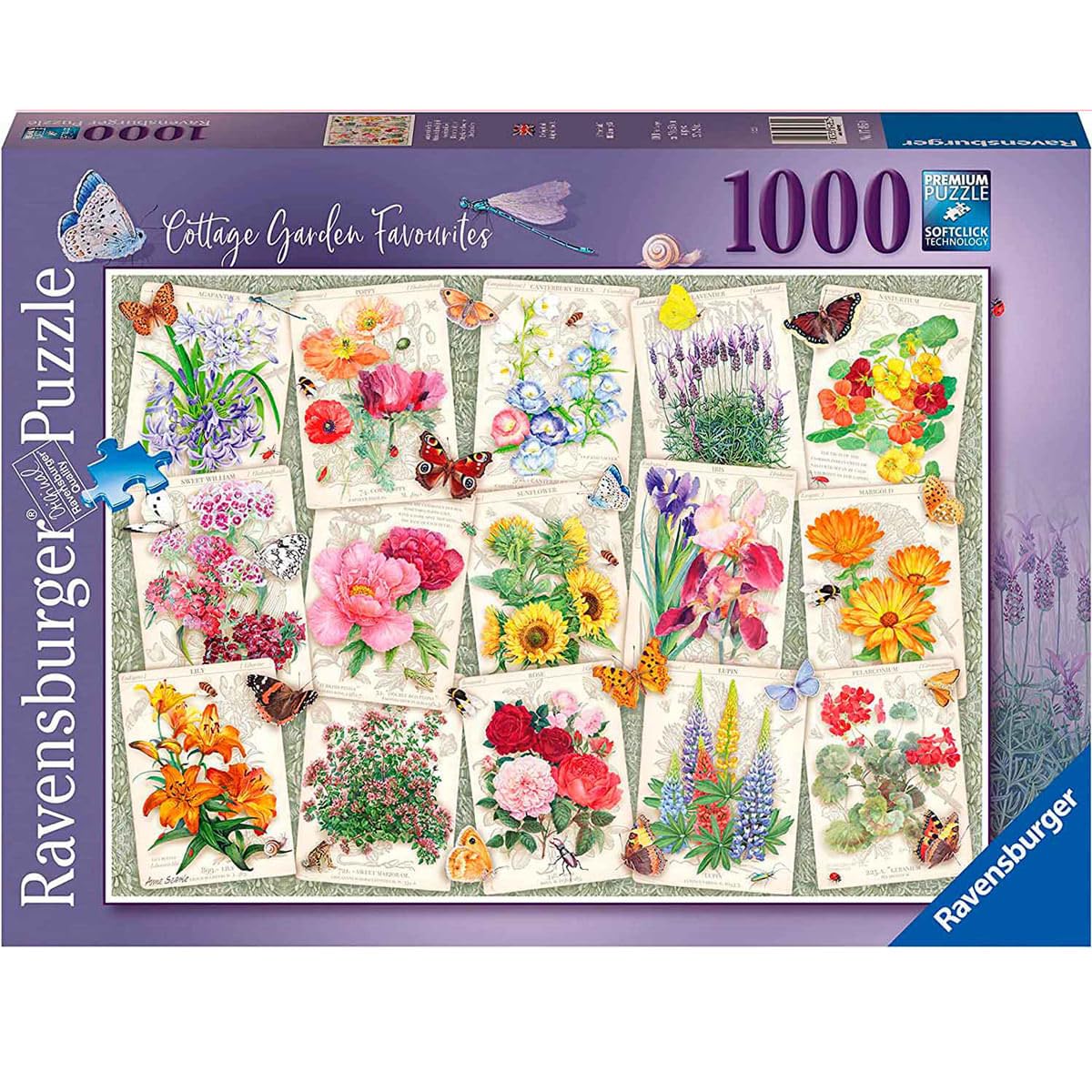 Ravensburger Puzzle De 1000 Piezas – Colección De Flores, Rompecabezas Para Adultos Con Tecnología Soft-Click, Incluye Pegamento Para Enmarcar, Regalo Original Para Mujeres Y Hombres