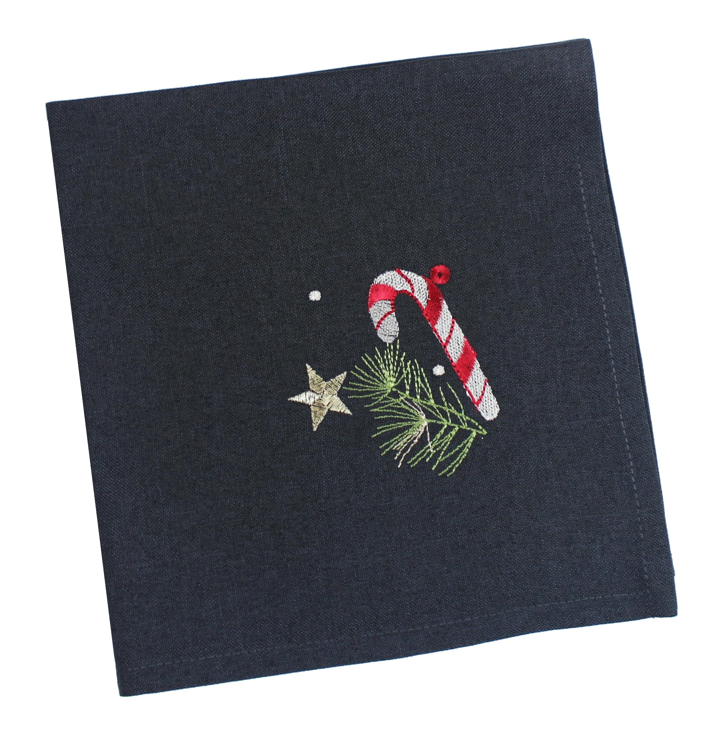 Peggy Wilkins Pewter/Multicolour Sugar Sparkles Embroidered Christmas Napkin - 45Cm X 45Cm