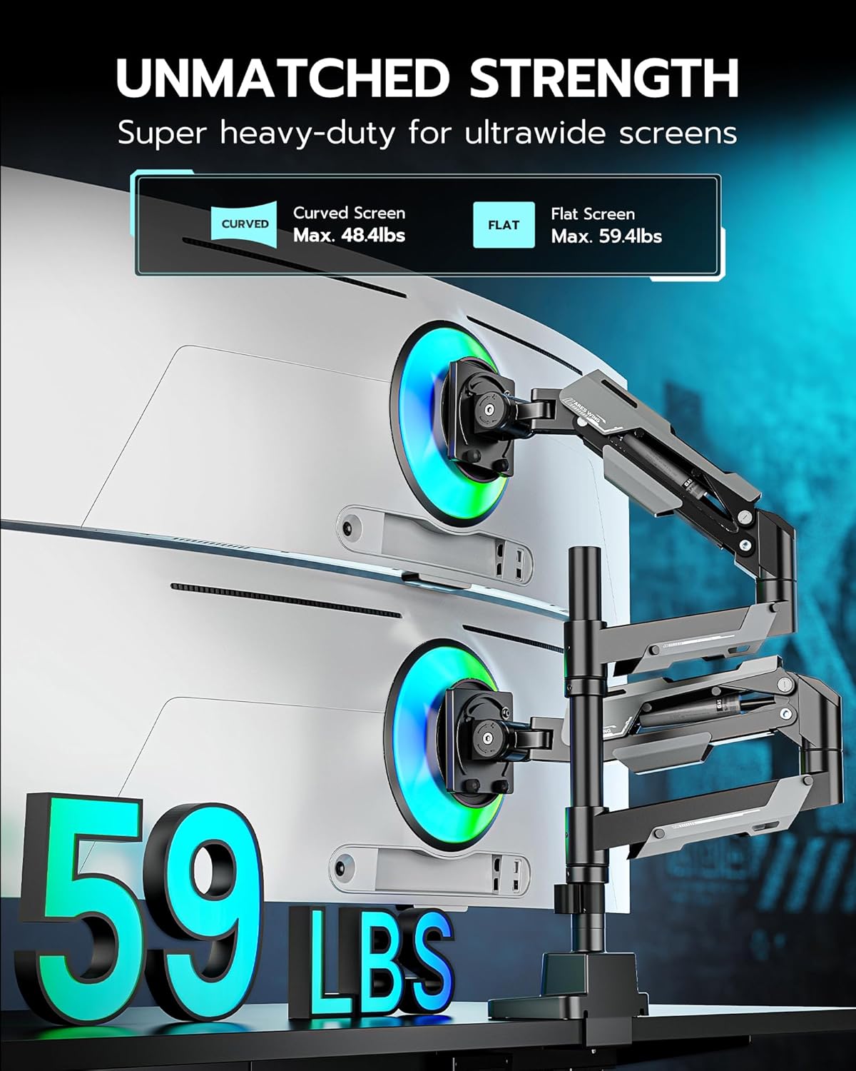 Diagram showing weight capacity for flat and curved screens