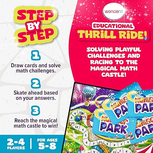 Miniatura 3 de Number Park - Juegos de matemáticas de suma y resta para niños de 5 a 8 años - Divertido juego educativo de aprendizaje - Juegos de mesa para jardín