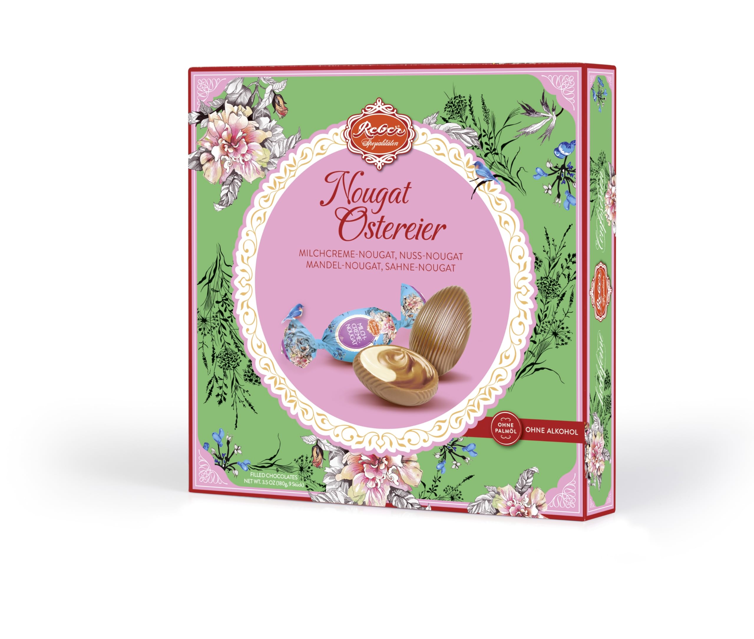 Reber Echte Reber Mozart-Kugeln, Weihnachts-Edition, Pralinen aus Zartbitter-Schokolade, Marzipan, Nougat, Ideales Weihnachtspräsent, 4 x 6er-Packungen