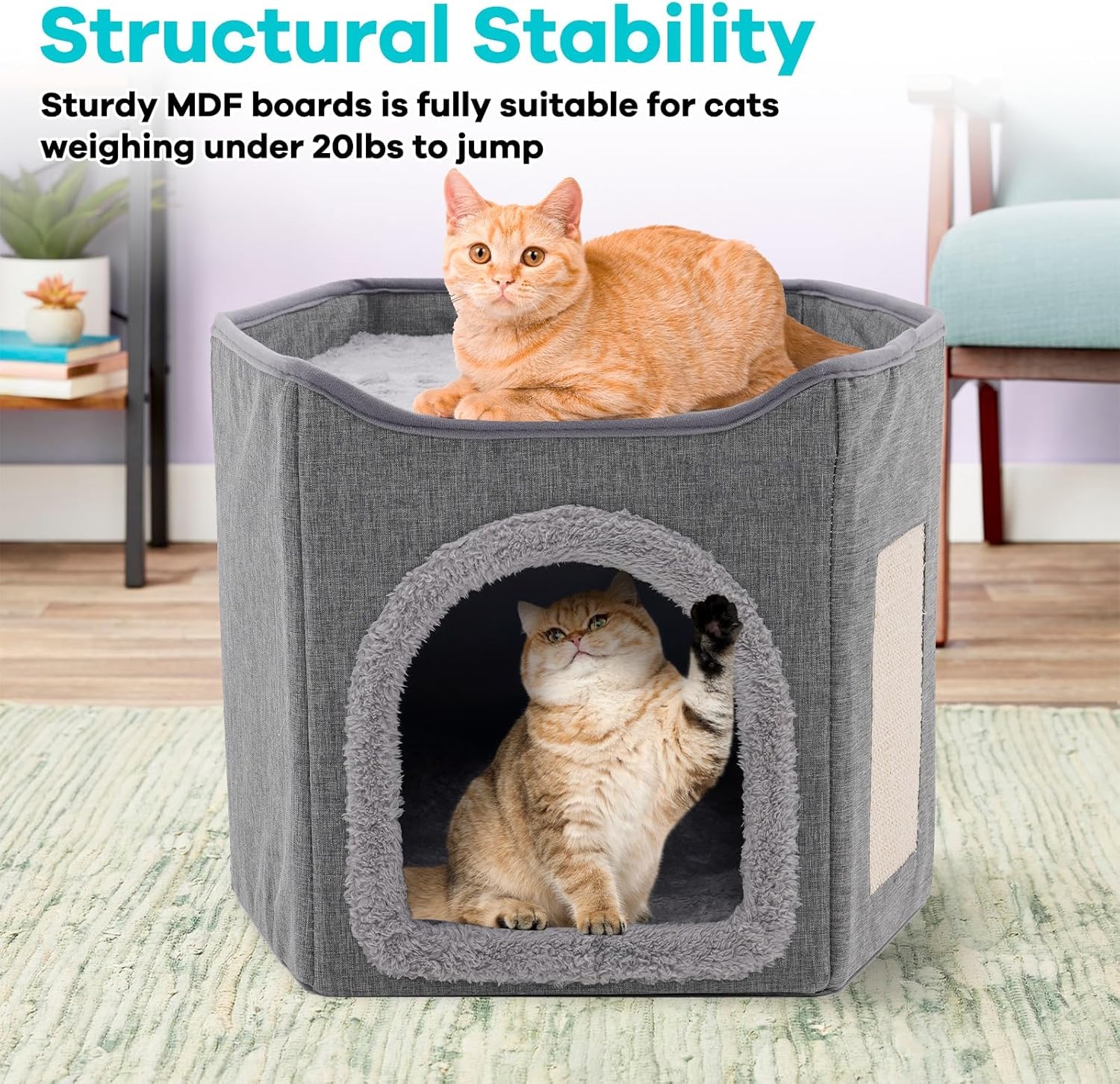 Large Cat House Cat Beds for Indoor Cats 2 Layer Kittens Cave for Pet Foldable Cat Hideaway Covered Kitten Condos with Scratch Pad Cushions Cats Cube for Small Medium Pets Kitten Dogs for All Seasons 8 81AvM6kC6ML. AC SL1500