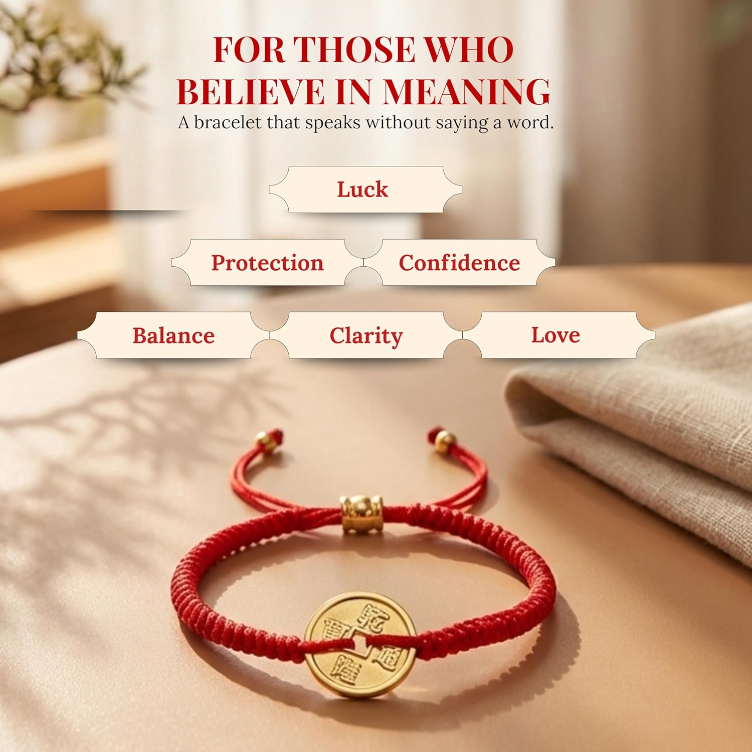 Cherry Tree Collection Lucky Red String Bracelets with 18K Gold-Plated Stainless Steel Beads – Adjustable Unisex Protection Bracelet for Men & Women, Symbolizing Luck, Blessings, Strength & Abundance - Image 4