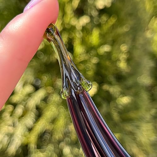 Miniatura 3 de Figura de berenjena de vidrio de 3.6 pulgadas, escultura vegetal soplada a mano, berenjena miniatura de vidrio fundido, adorno de estilo Murano,