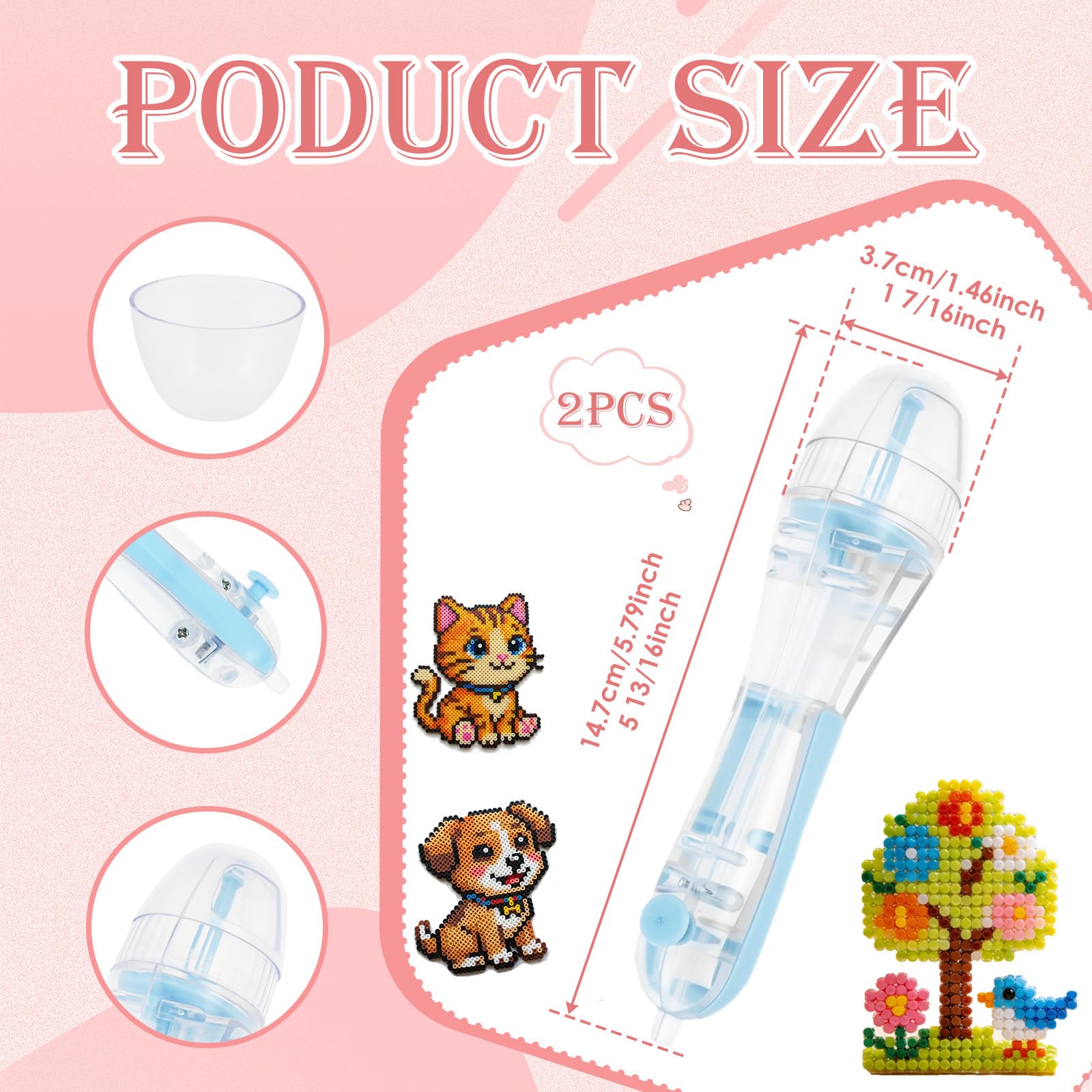 Stylo Perles à Repasser 5 Mm Rose – Outil Ergonomique DIY, Gain De Temps Pour Pixel Art Enfants
