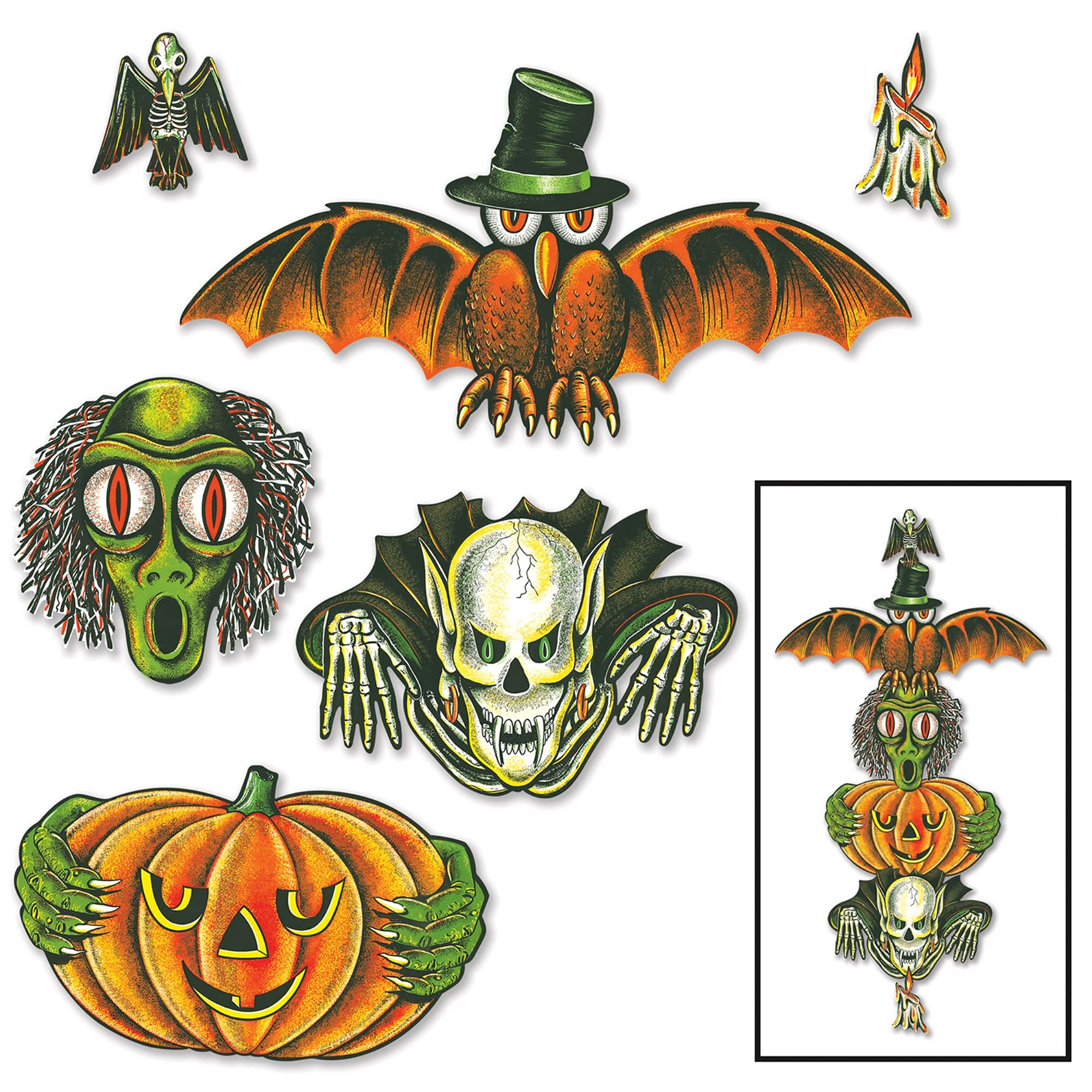 Beistle Multicolor Vintage Halloween Totem Pole Cutouts