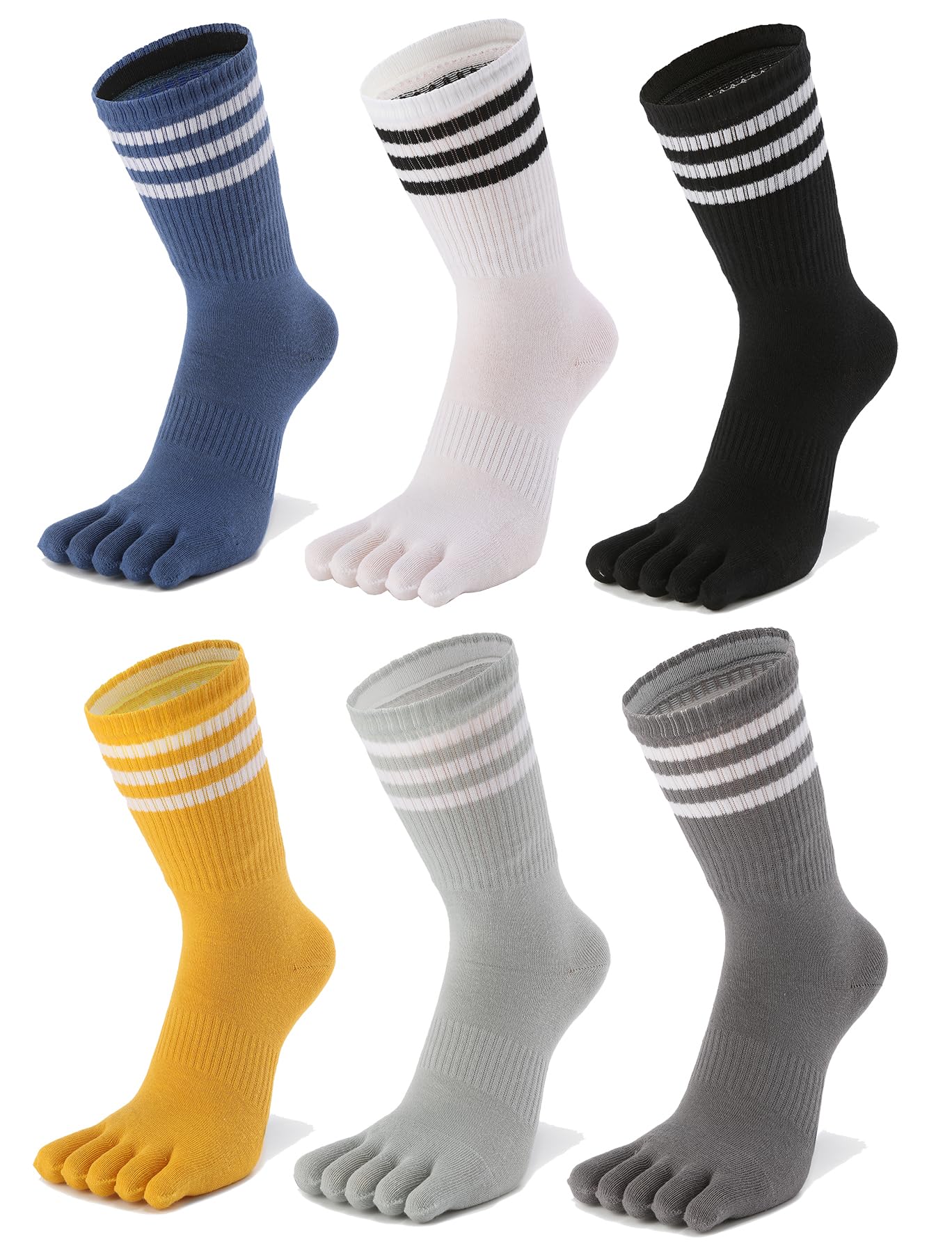 Women Toe Socks 5 Finger Cotton Wicking Athletic 6 Pack 3 Pack