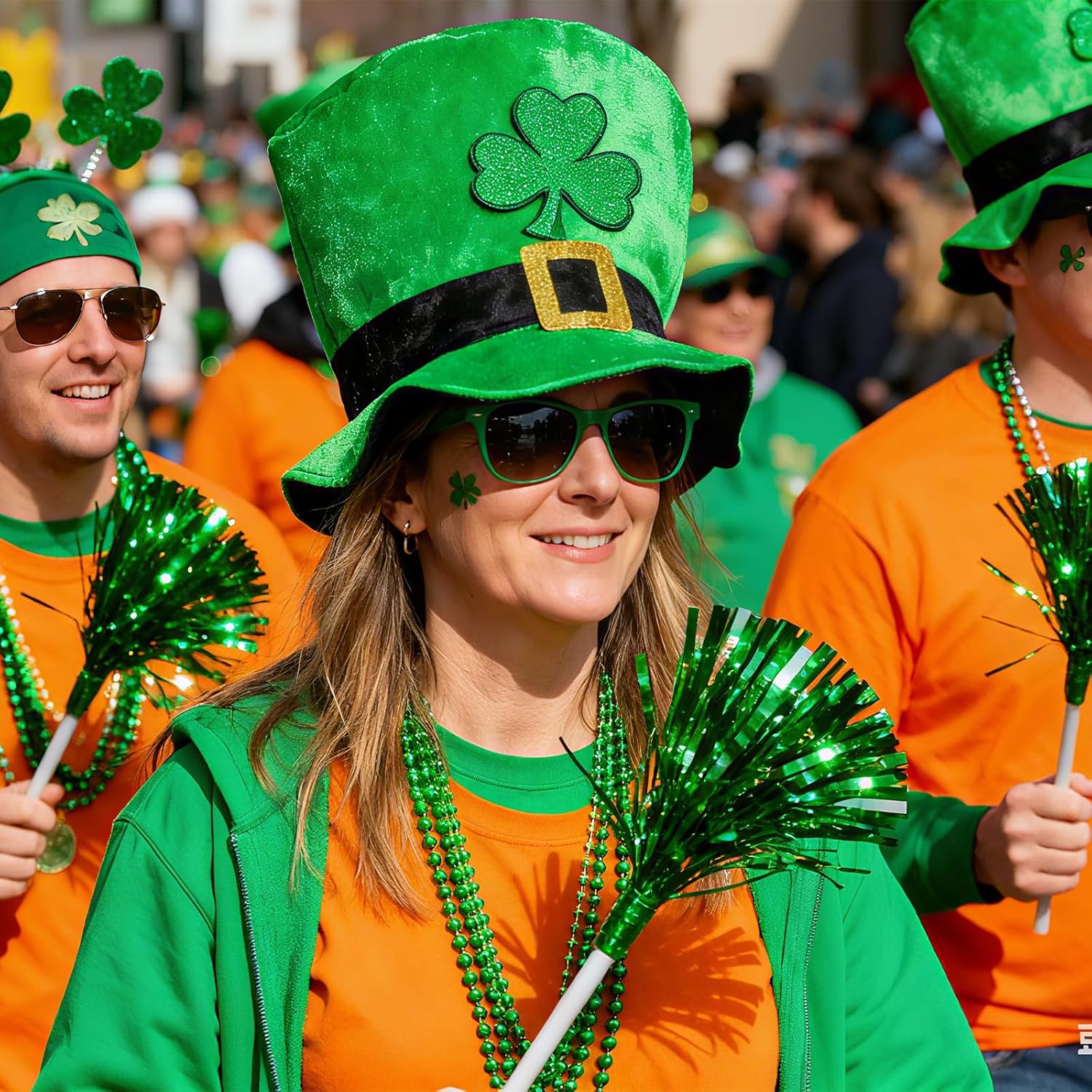 220 PCS Green St. Patricks Day Beads Necklace, 33" Mardi Gras Christmas Beads, Bulk Metallic Party Beads for St Patricks Day Accessories Mardi Gras Parade Wedding Birthday Carnival Favors - Image 5