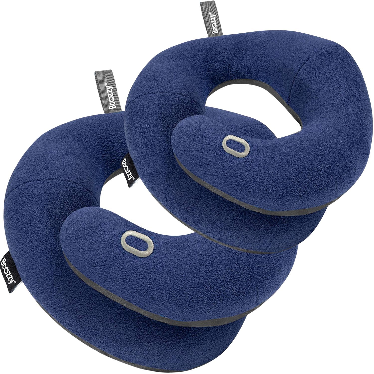 BCOZZY Reisekissen Nacken 2er-Set – XL Navy & L Navy – Patentierte Doppelstütze für Kopf & Nacken – Komfort für Reisen
