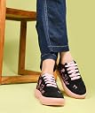 JM LOOKS Women’s Casual Sneakers | Cute Teddy Bear Embroidered Lace-Up Shoes with Chunky Sole - Gold gallery image