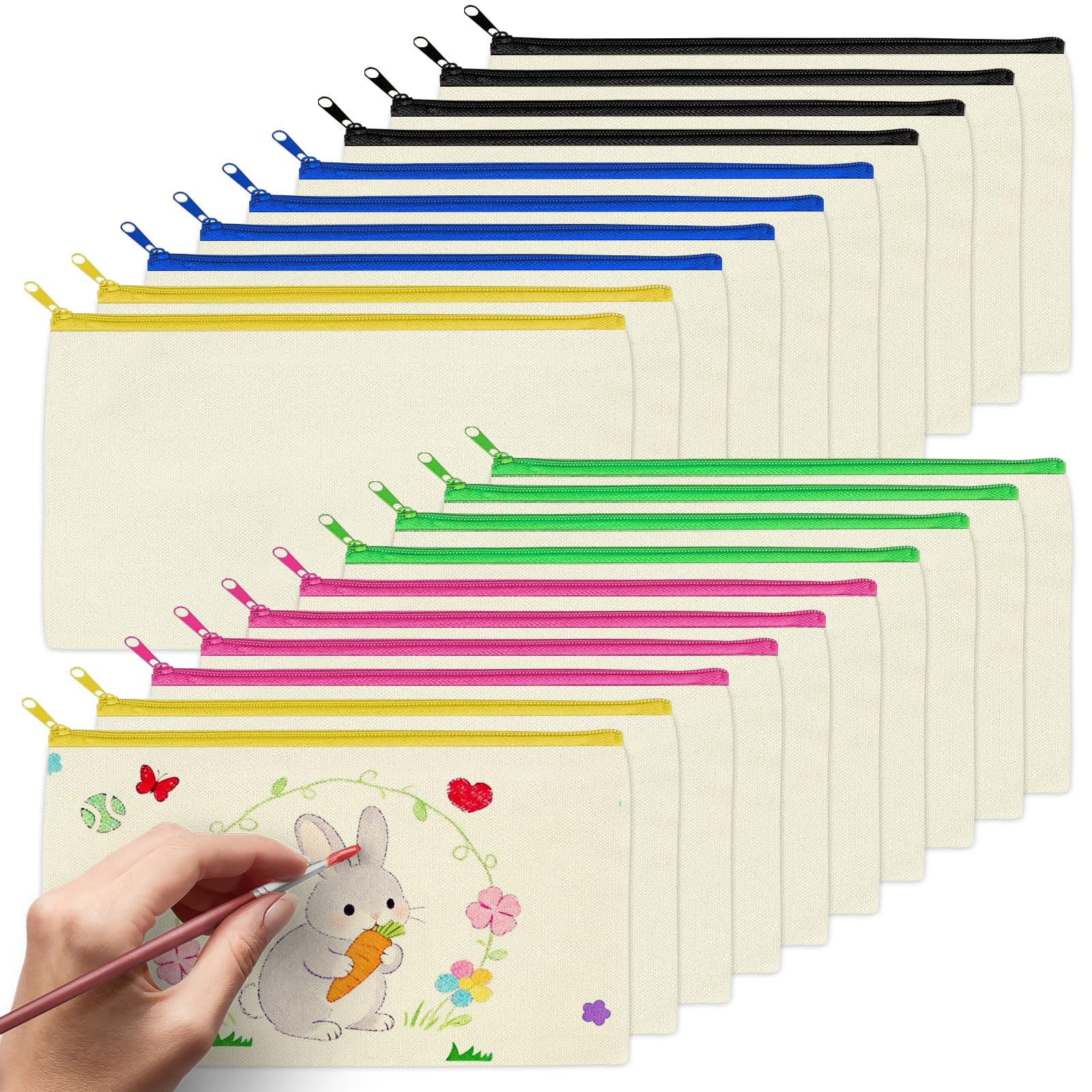 Pochette Tissu zippée Vierges Cinq Couleurs 20 pièces
