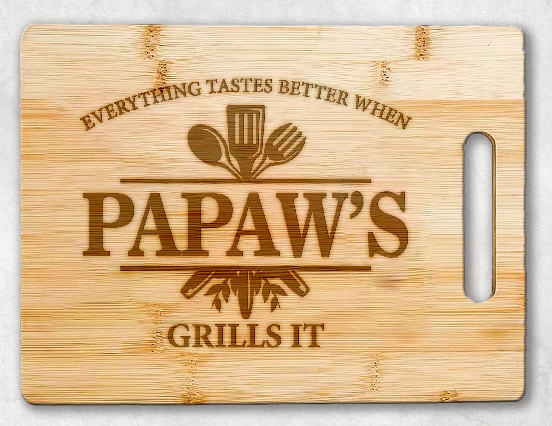 Papaw's Kitchen Bamboo Cutting Board - Father's Day Cutting Board - Father's Day Gift - Birthday Gifts From Grandchildren - Son - Daughter - Best