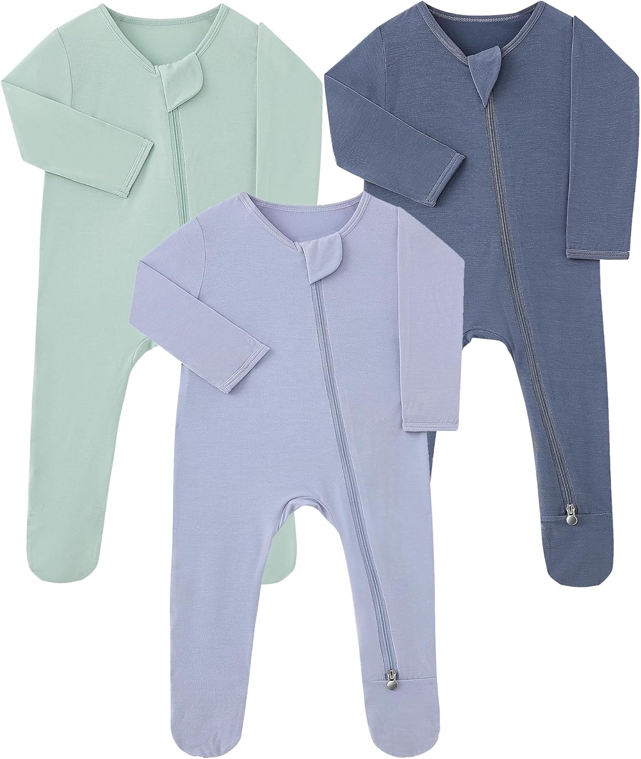 Baby Footie Pajamas Rayon Made from Bamboo 3 Pack 0-18 Months