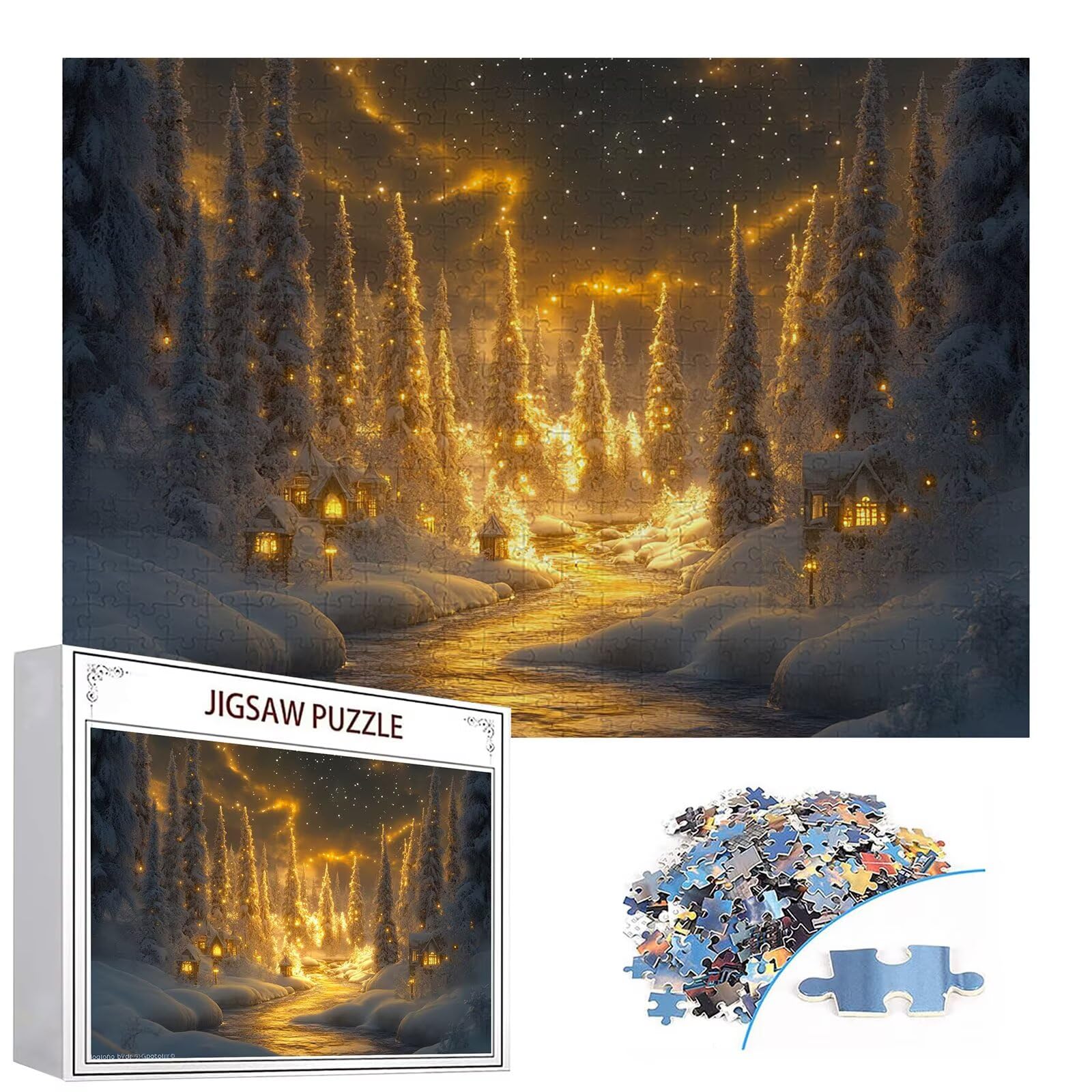 Puzzle 3000 elementów zimowa kabina dla dorosłych 122 x 81 cm Unikalne rzemiosło klasyczne 3D drewniane układanki do rodzinnych gier aktywnych, układanka do samodzielnego wykonania nawet do dekoracji