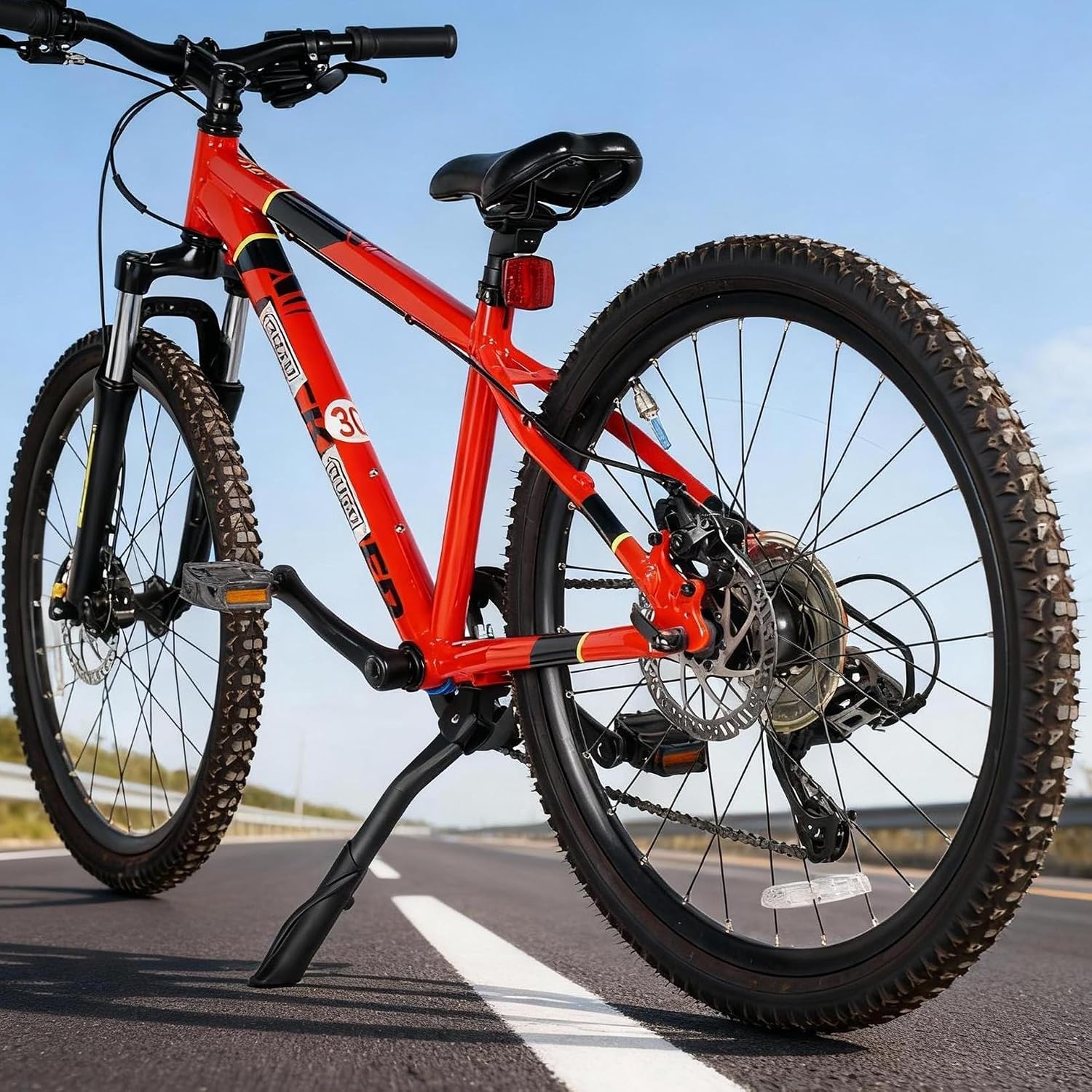 RUTU Bike Kickstand 24"-29",Adjustable Adult Bicycle Kickstand for Ebike,Mountain Bike,Fat Tire Bike,Non-Slip Sole Kick stand
