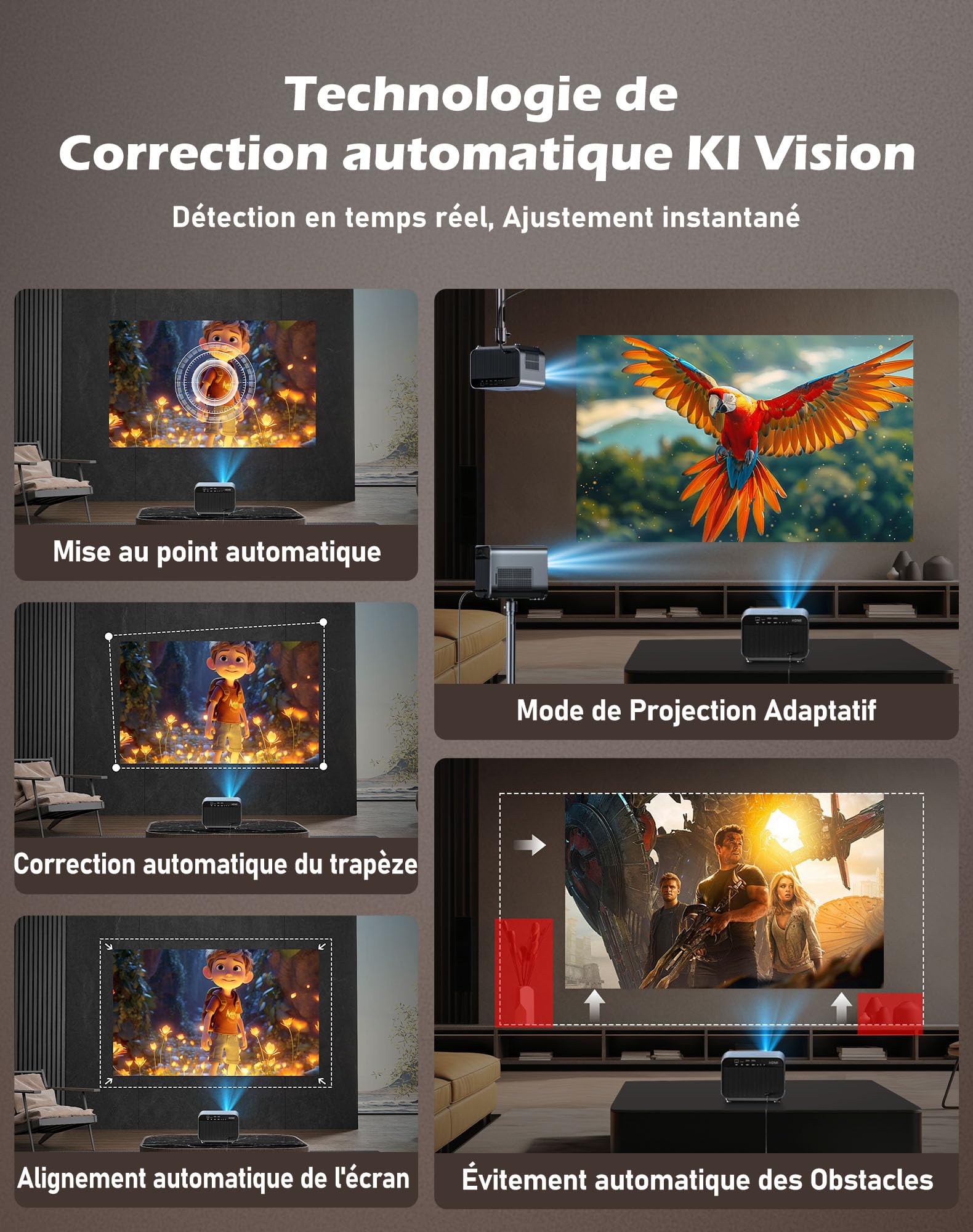 Vidéoprojecteur 4K VGKE, Compatible avec Netflix et Dolby Audio, 1100 ANSI Lumens Natif 1080p WiFi6 Bluetooth Rétroprojecteur pour Smartphone/PC/Console PS5