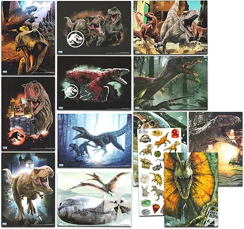 Jurassic World Poster Book Bundle - 12 Pack Movie Posters and Stickers  Dinosaur Party Decorations