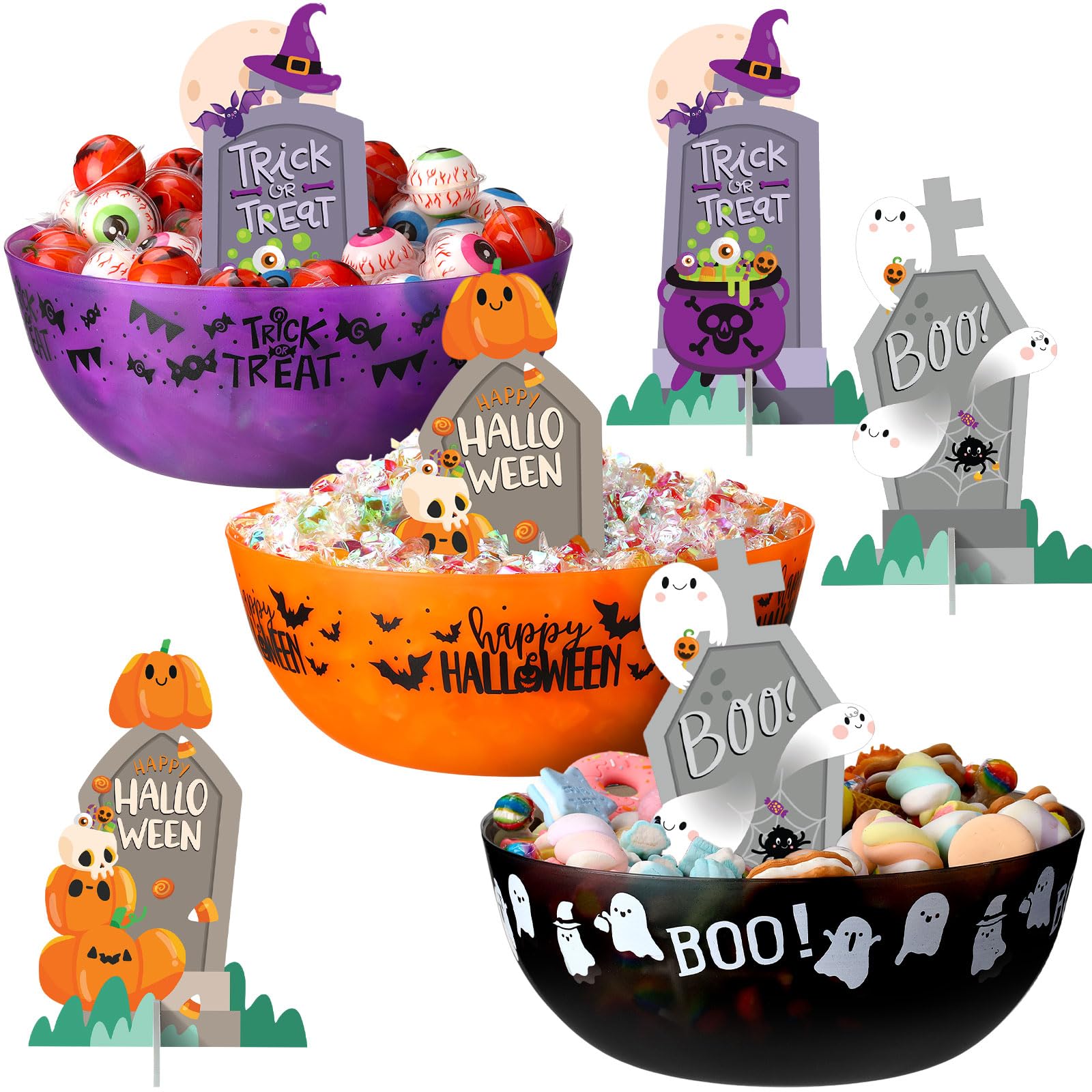 Bols à bonbons Halloween stables pour éviter les chutes de friandises
