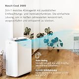 Bosch Cool 2000 Portable AC - 3 in 1: Air Conditioner, Dehumidifier, Fan - 2.6 kW Cap for Rooms up to 35 m² - with Auto Mode, Silent Mode & Sleep Mode (46 db(A)) [Class A] - 2