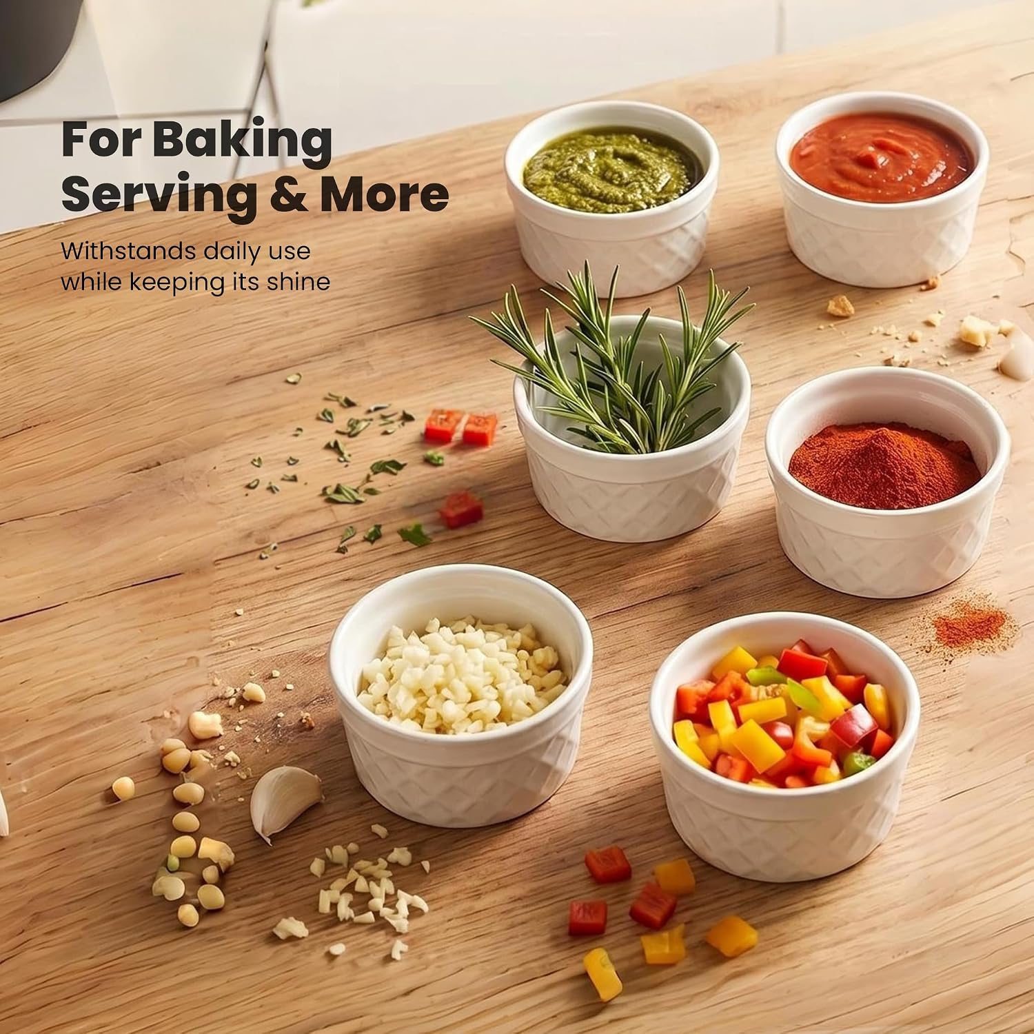 8 oz Ramekins(6PS,White) Suitable for Use in the Oven and Dishwasher