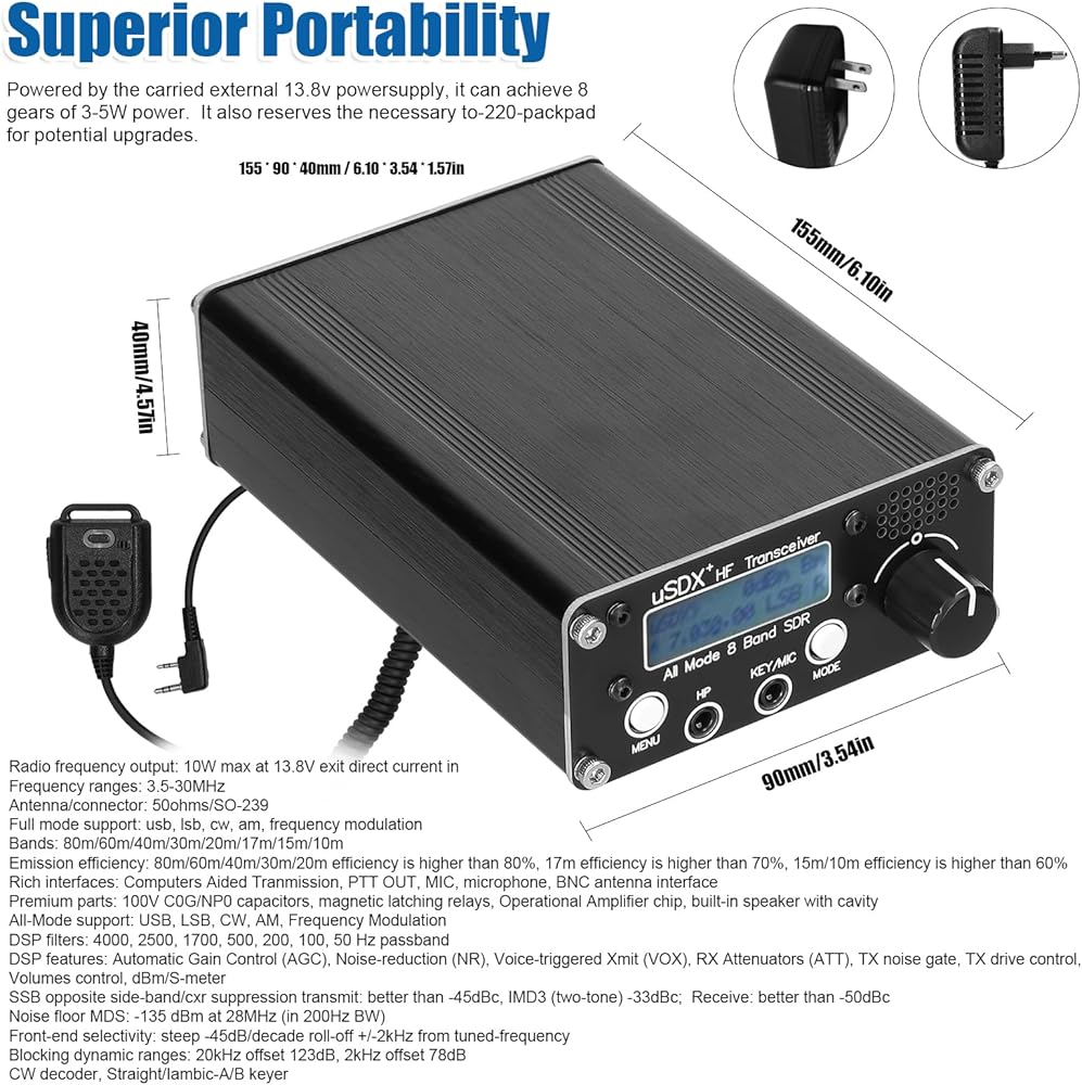 Amazon.com: uSDR uSDX+ Plus V2 10/15/17/20/30/40/60/80m 8 Bands