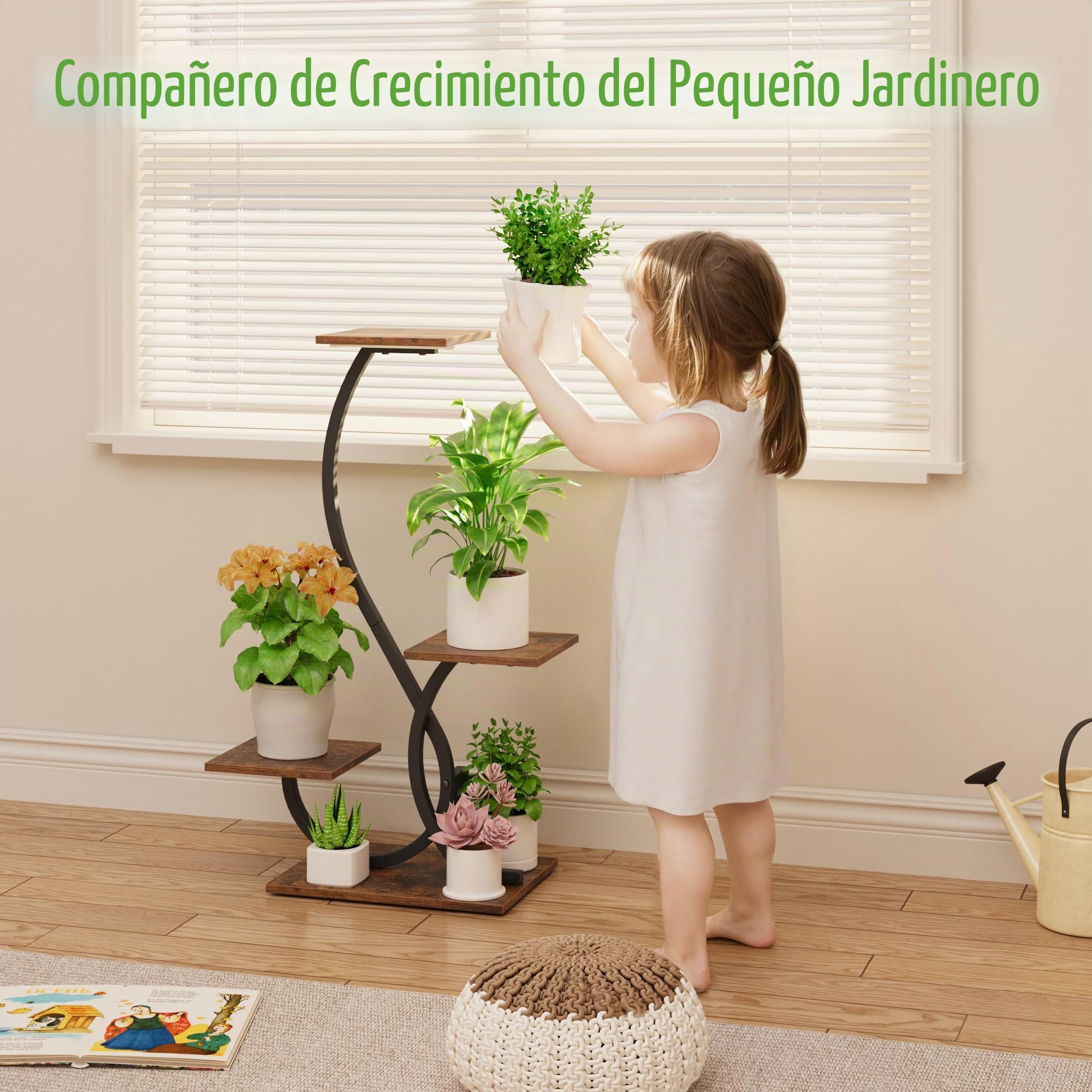BACEKOLL Soporte para plantas de interior con luces de crecimiento, estante para plantas en forma de S, soportes de esquina iluminados para cultivo en interiores, soporte de flores de metal de 32