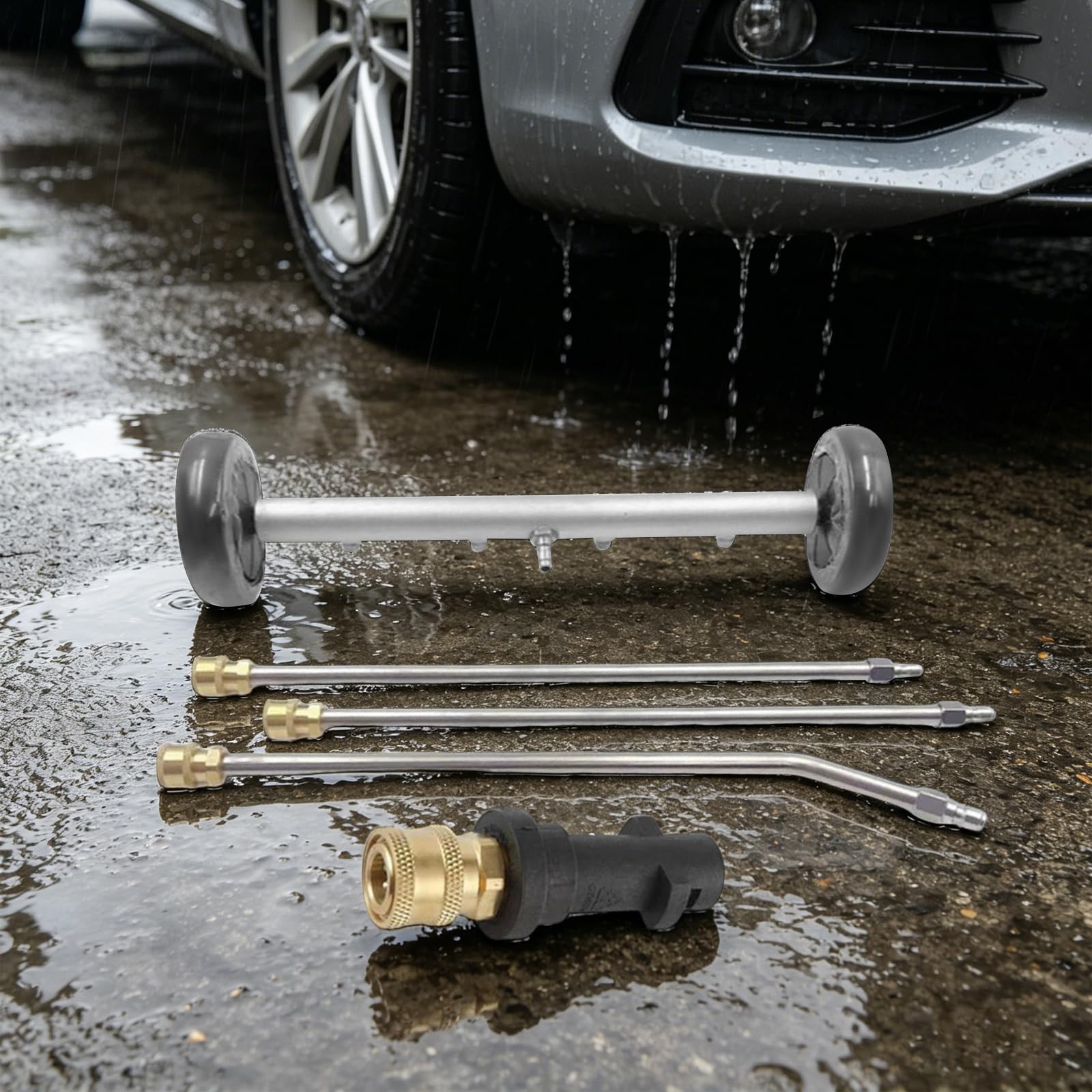 Pulitore sottoscocca per idropulitrice 2 in 1, ugello per telaio e lavapavimenti, per auto, camper, SUV, camion, cortile