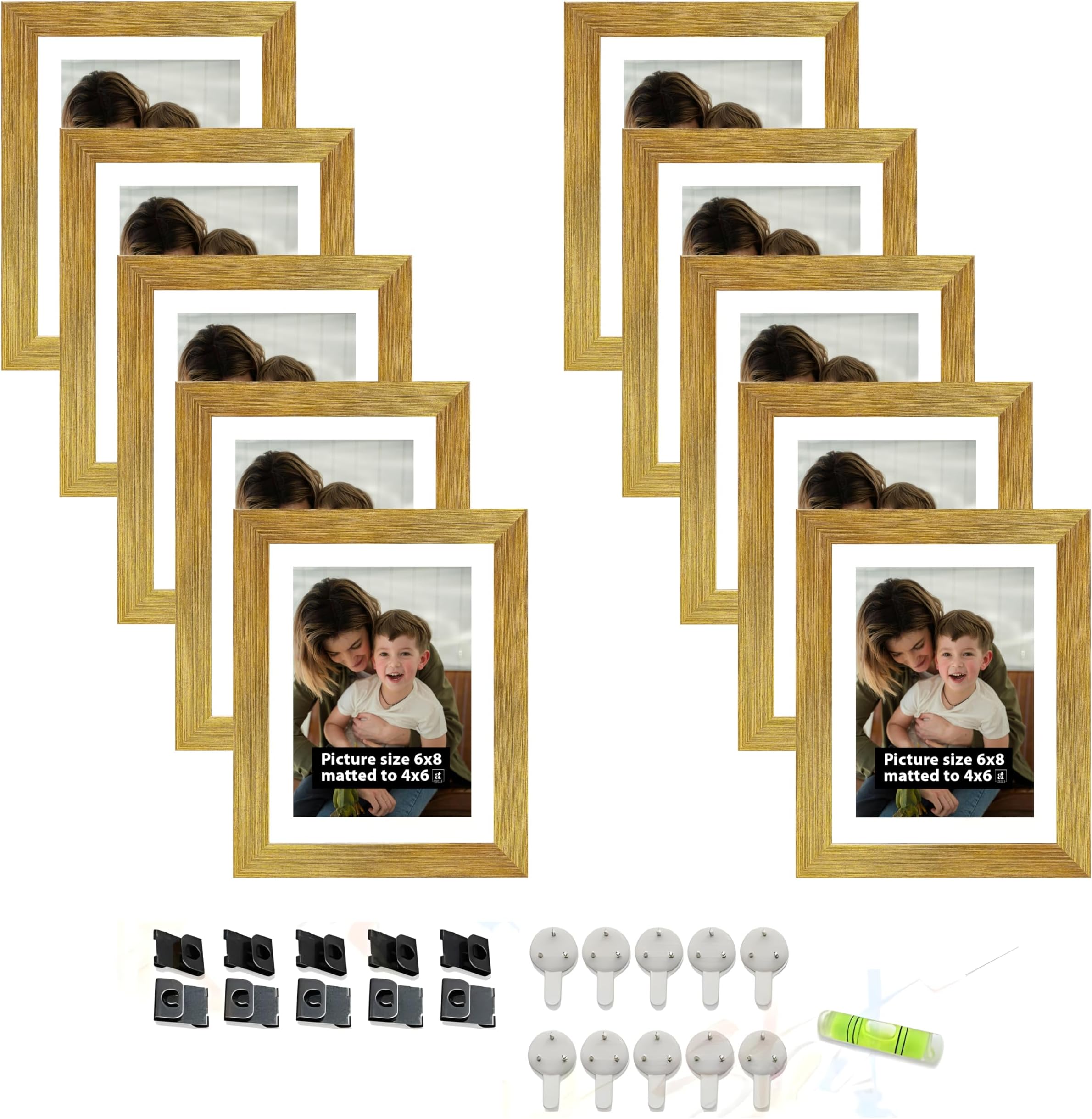 Art Street Individual Photo frames Set of 10, Picture Frame For Home Decoration, Living Room, Office Decoration (Gold, Size: 6x8 Inch)