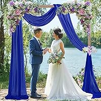 Vista 15 de Tela para arco de boda, azul marino, 20 pies, 2 paneles de tela de gasa, arcos de boda para ceremonia, cortinas de techo, arcos de boda, arco