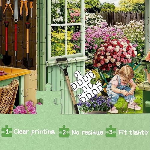 Miniatura 3 de Hermosos rompecabezas de jardín de primavera para adultos, 1000 piezas de naturaleza, flores coloridas, casa de arte, rompecabezas de casa de arte,