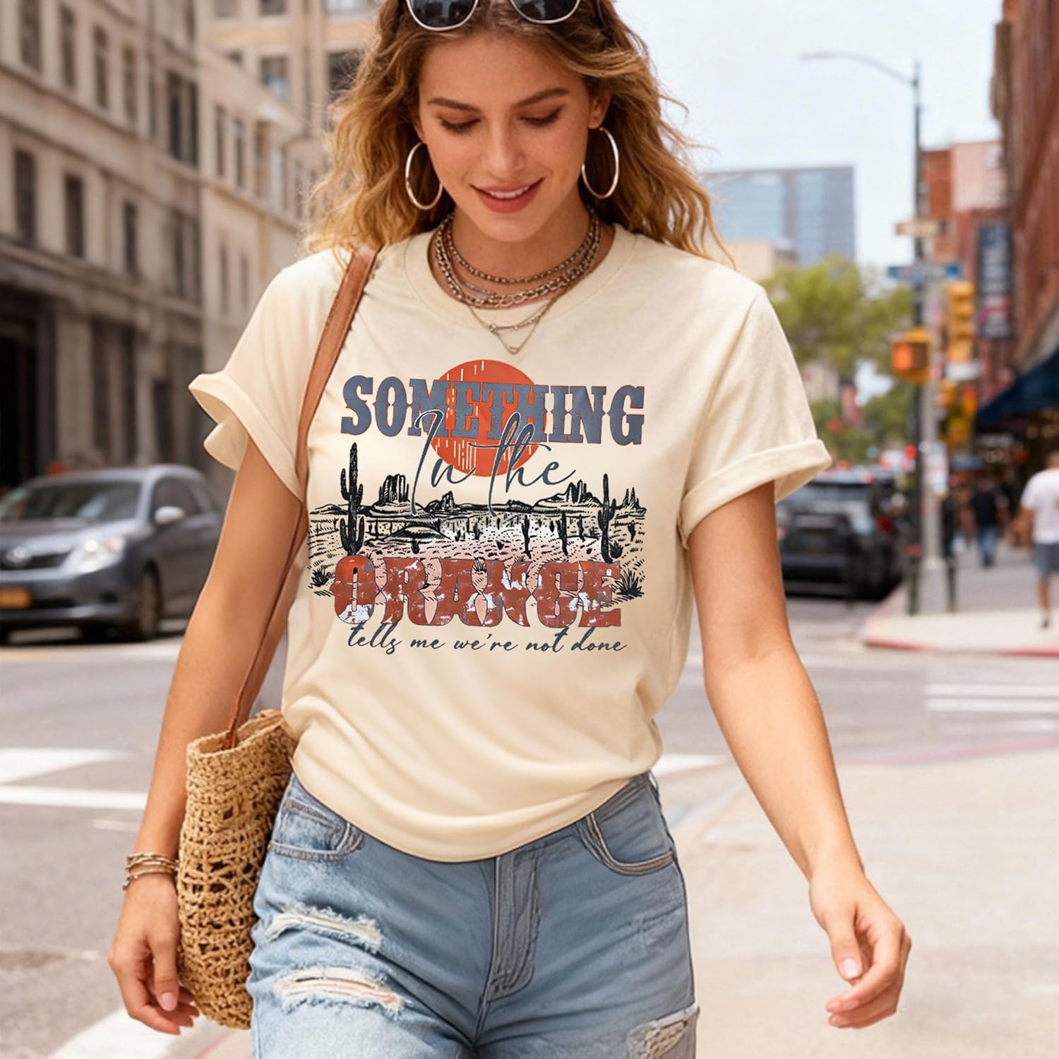 Women's Vintage Country Music T-Shirt Western Sunset Graphic Tees Concert Casual Short Sleeve Tops Tshirt - Image 4