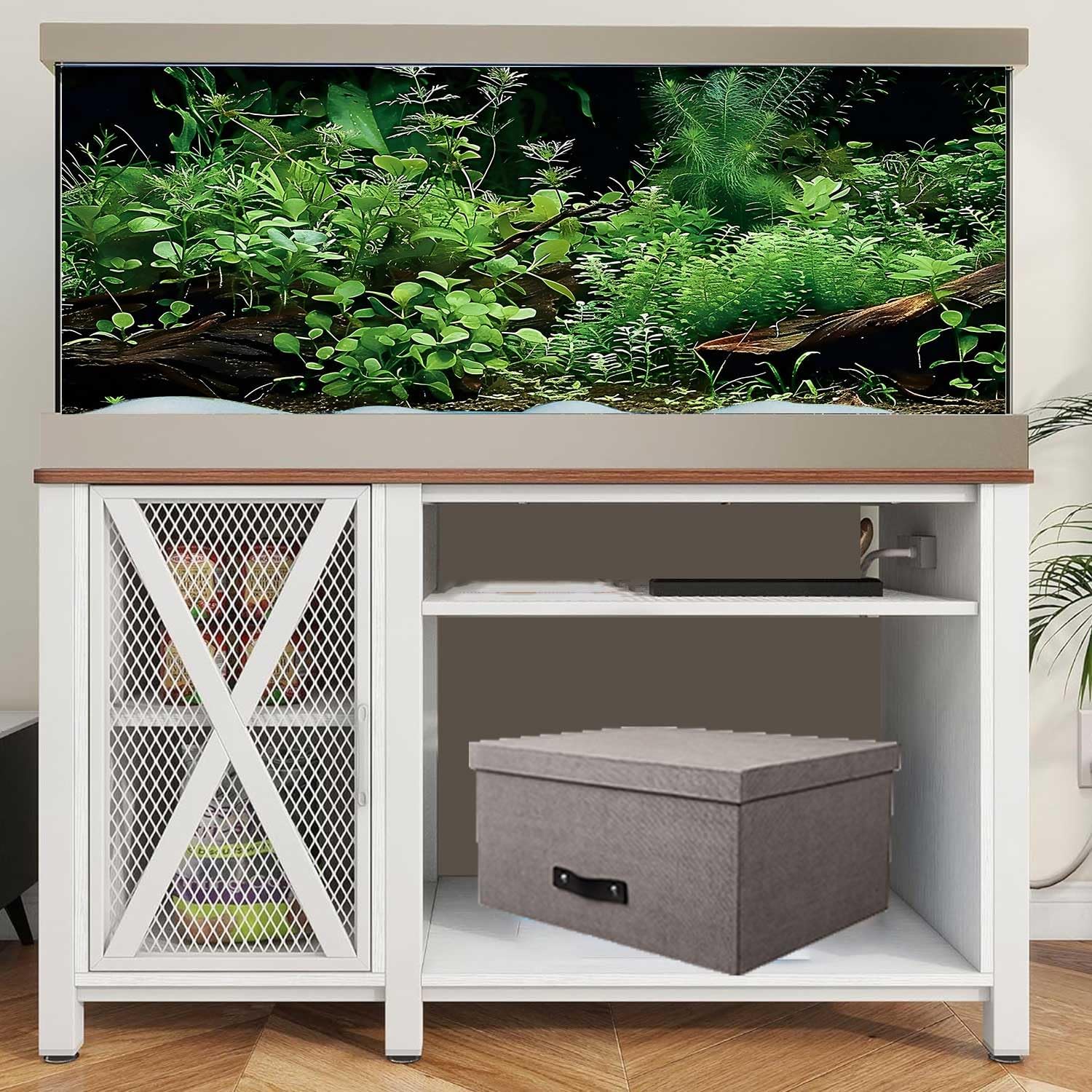 Aquatic Plant Aquarium Background, River Bed & Lake Tropical Undersea Tree BranchFish Tank Background, 6 EVA Double-Sided Tapes 36x18 inches/90x45 image 3