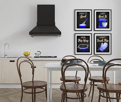 Miniatura 2 de Set of 4 80s Retro Music Hit Songs  Funny Sayings, Puns, and Quotes Sign Wall Art Prints for Kitchen, Dining, Cafe, Restaurant Decor (Blue, 8 x 10