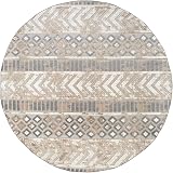 Rugshop Tribal Stripe Indoor/Outdoor Distressed Modern Round – Durable indoor/outdoor rug with a low-profile flat weave
