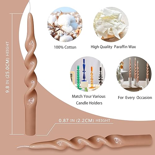 Miniatura 3 de Velas cónicas de 10 pulgadas, candeleros sin aroma hechos a mano, juego de 4, de larga duración, sin humo, candeleros retorcidos para decoración de