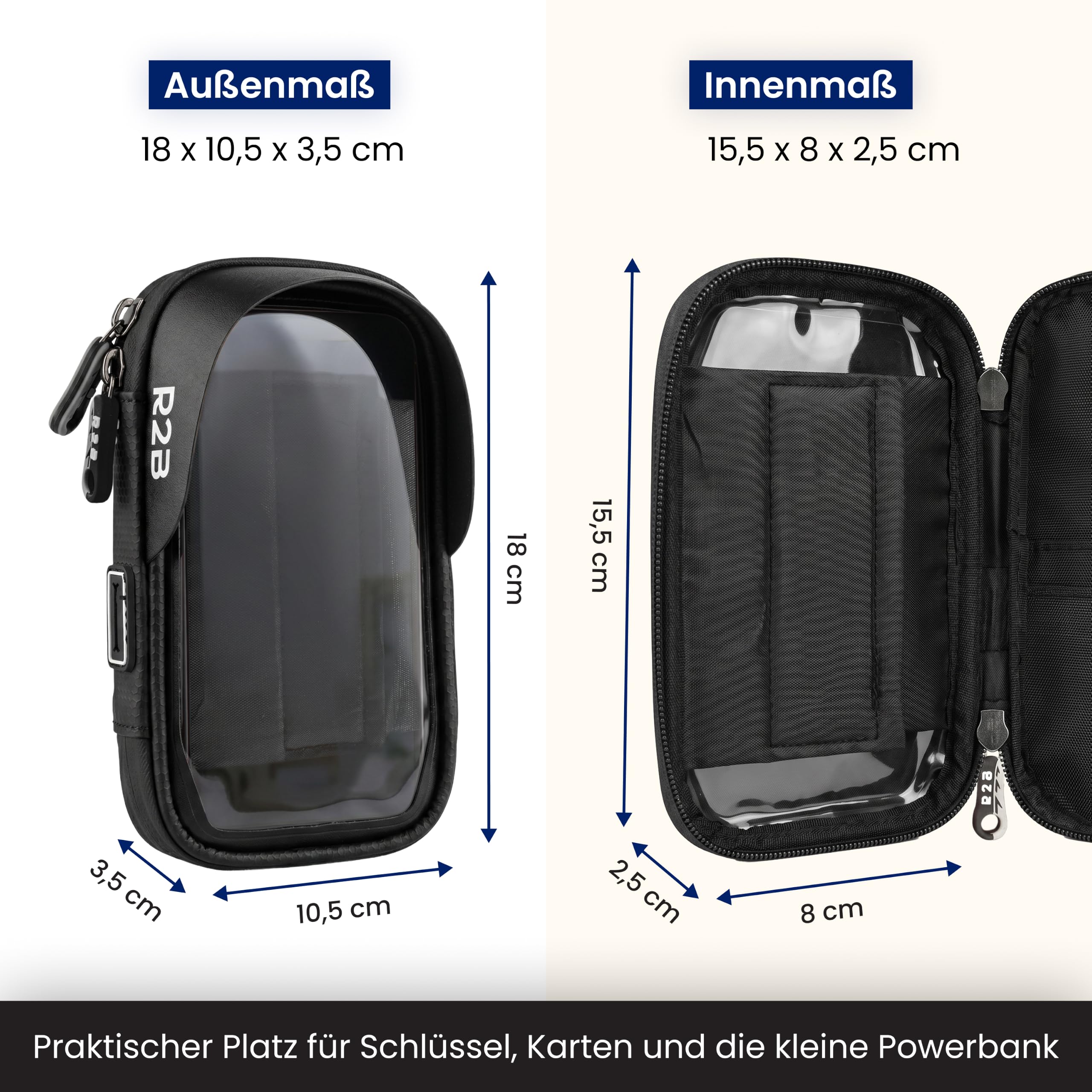 R2B Wasserdichte Handyhalterung Fahrrad mit Powerbank passend für Magsafe - Mit Zusätzlichem Staufach, Telefonhalter für Mountainbikes, Motorrad und Kinderwagen, 360-Grad-Rotationsfunktion, Einfache