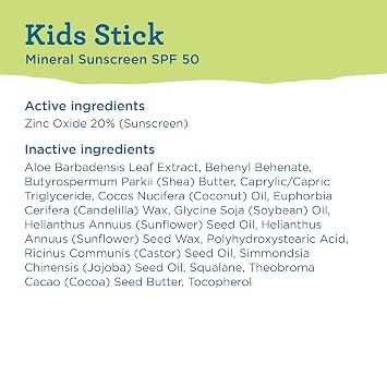 Blue Lizard Kids Mineral SPF 50 Sunscreen Stick, Zinc Oxide, 100% Mineral Actives, Developed for Kids Sensitive Skin, TSA-Friendly, Vegan, Paraben-free, Fragrance-Free, 0.5 oz
