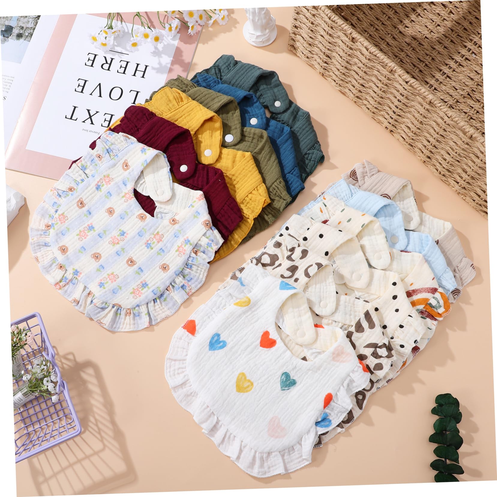 12stücke Lätzchen Aus Weiche Saugfähige Spucktücher Für Neugeborene Unisex Verschiedene Designs Für Füttern Und Sabbern
