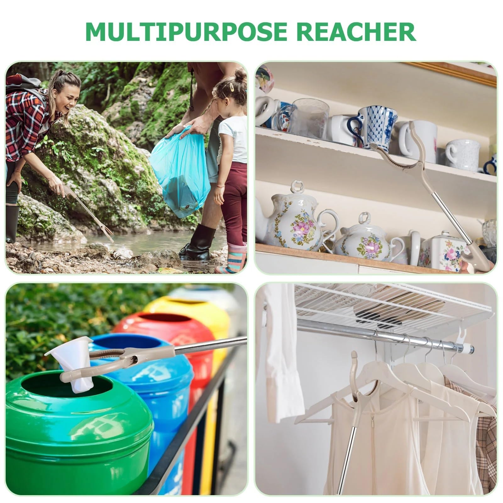 3 Pezzi Reacher Grabber Strumento Trash Claw con Manico Pick Up Stick Lettiera Picker Morsetto Facile da Tenere in Mano Accessorio for la Pulizia dei rifiuti per Raccogliere Rifiuti
