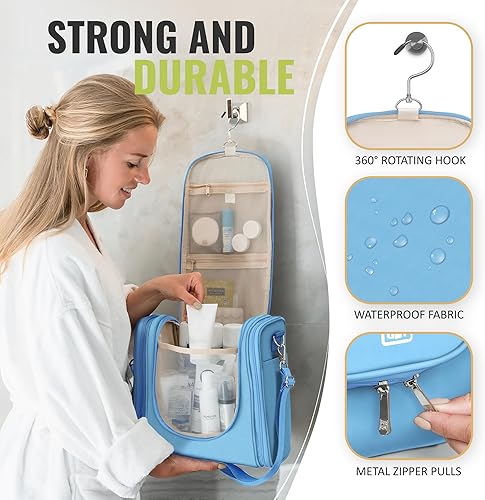 Miniatura 8 de Neceser de viaje colgante extra grande para mujeres y hombres, bolsa de higiene, (XL) Azul bebé, XL, Neceser