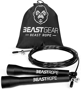 Beast Gear Skipping Rope, Steel Speed Fitness Jump Ropes, Lightweight and Adjustable Workout Equipment for Jumping, MMA, HIIT Workout