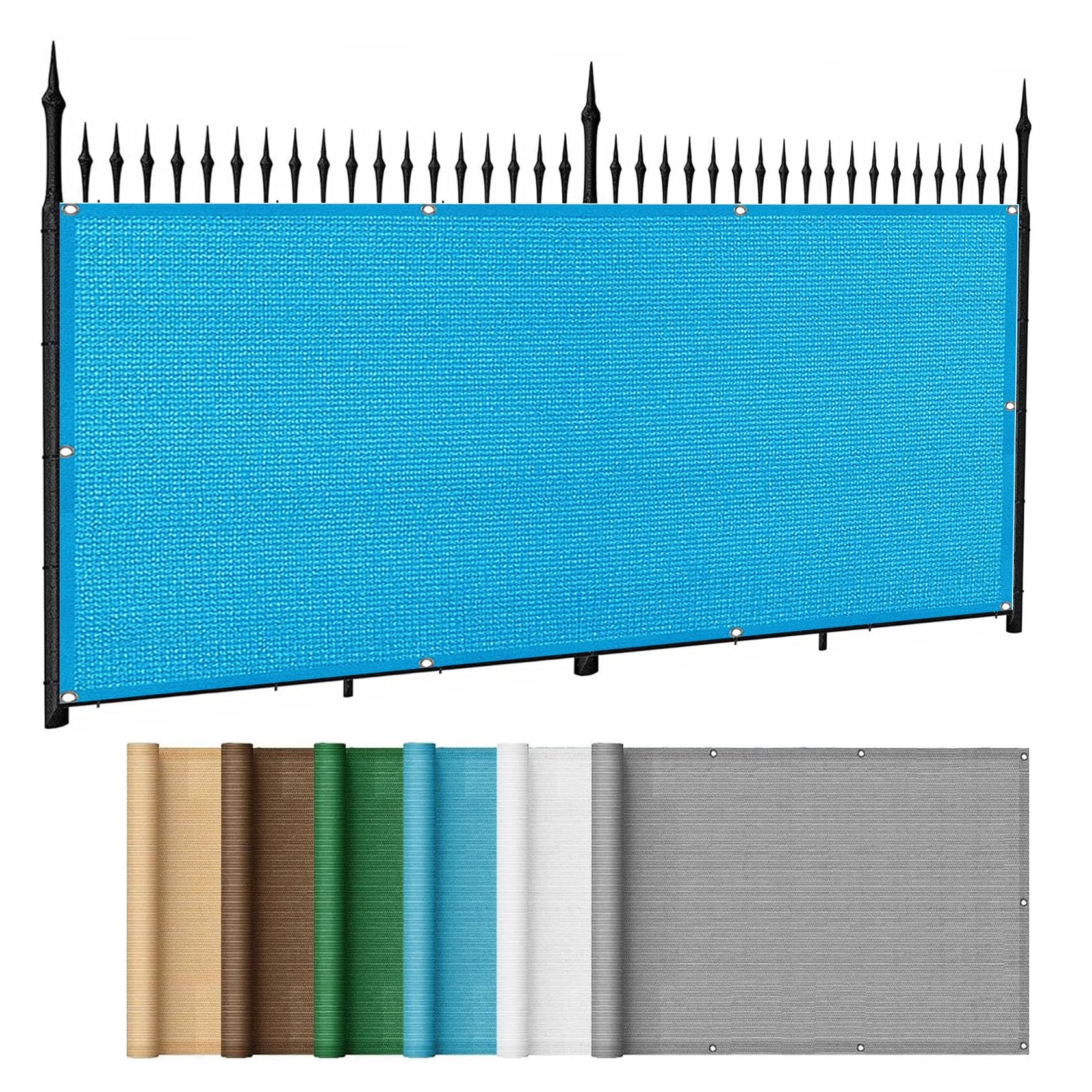 Balcony Privacy Screen 135 x 360 cm(53 x 142inch) Weatherproof UV Protection Fence Cover for Apartment Customized for Backyard Deck Balcony, Blue