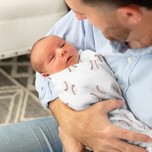 Miniatura 3 de Sweet Jojo Designs Béisbol Bebé Niño Manta Manta Jersey Stretch Knit para Recién Nacido o Infantil Recibir Seguridad - Rojo y Blanco Americana Sports