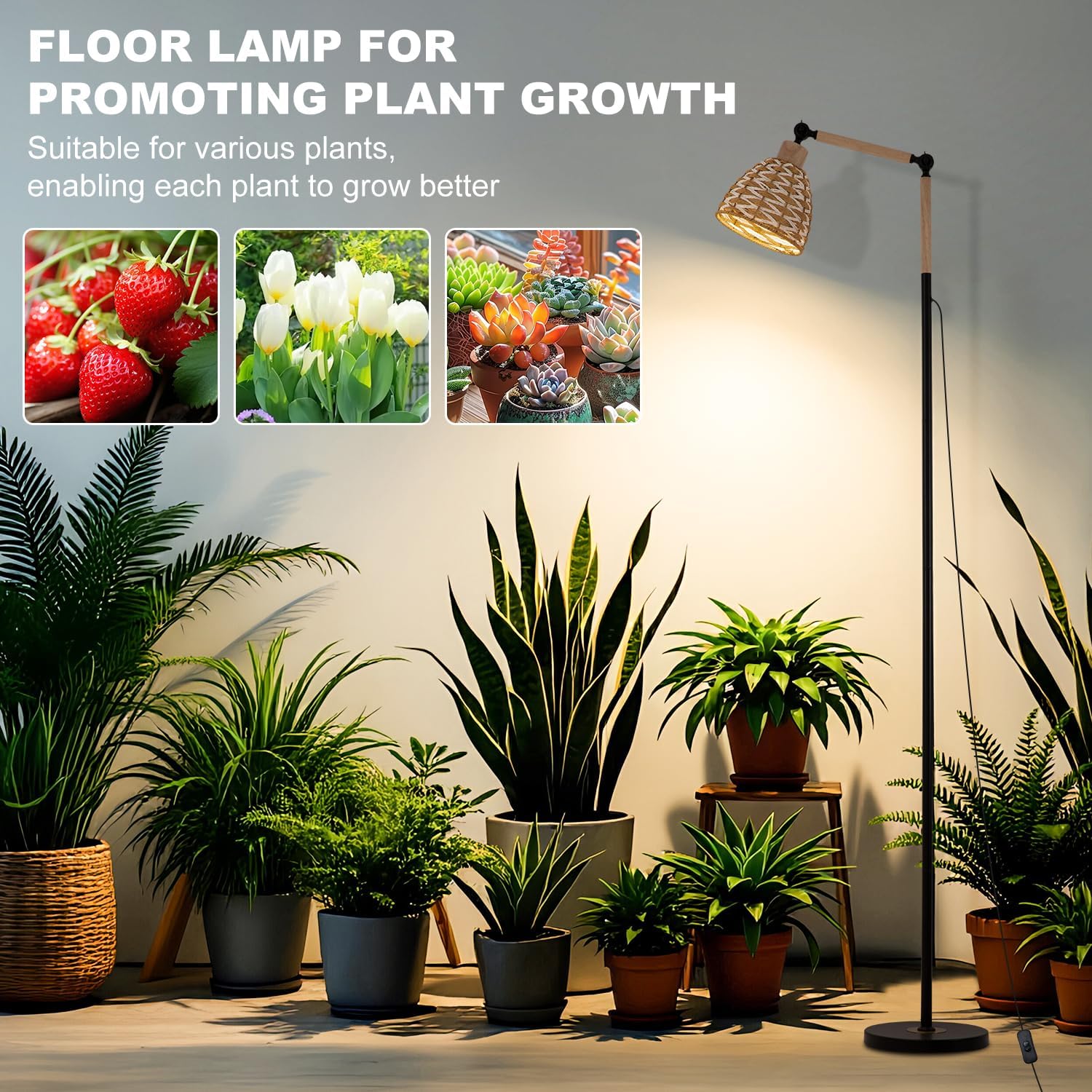 30W standing grow lights for indoor plants, 70-inch indoor adjustable angle plant lamp, 4000K floor-standing plant lamp, equipped with a 24-hour cycle timer, suitable for medium and large plants