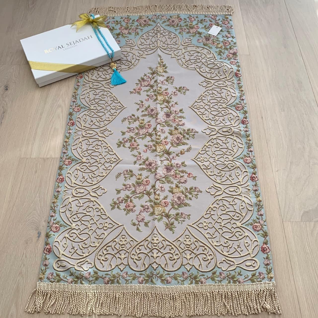 Prayer Mats, Prayer Rug, Janamaz, Islamic Gift Set (Candy Blue)
